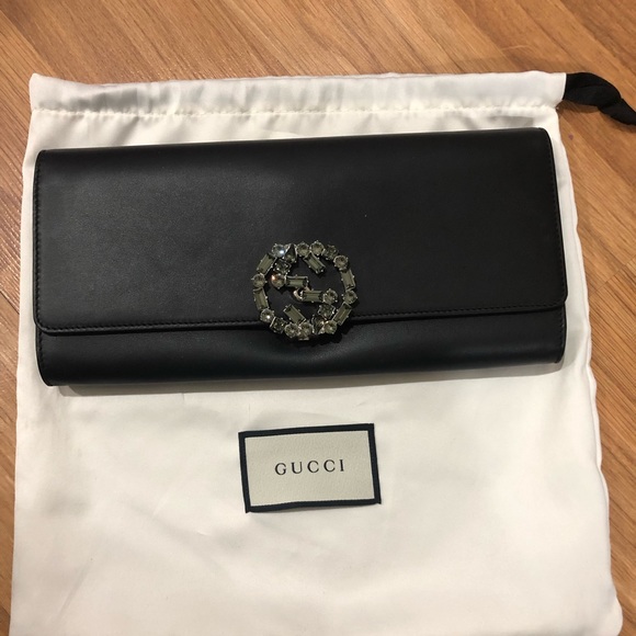 Gucci Handbags - Gucci Leather clutch with Crystals